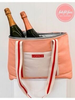 l*space Peach & Cream Striped-Trim Tote